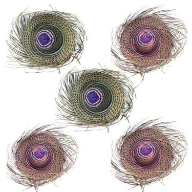 Imagem de kit 5 chapéu palha desfiado colorido festa junina quadrilha adulto - D