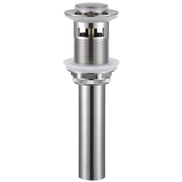 Imagem de Tampa de drenagem da pia com transbordamento, Contemporâneo, Top Flange: 62mm in dia., Brushed Nickel