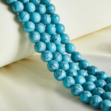 Imagem de 45 contas de 8 mm turquesa azul natural contas de pedras preciosas redondas soltas para fazer joias
