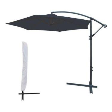 Imagem de Ombrelone Guarda Sol Suspenso Base Lateral 3,00m Com Capa Cor Azul - I