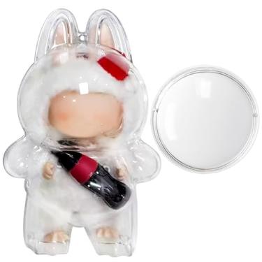 Imagem de GerdfeiTawtab Clear Bag Keychain for LABUBU Plush Doll, Clear Doll Display Protective Cover, Hanging Figure Transparent Acrylic Case Storage Box for Fans Collector (Mask Cola Stand)