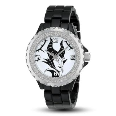 Imagem de Disney Relógio feminino W001796 Malévola com mostrador analógico, quartzo analógico, relógio preto