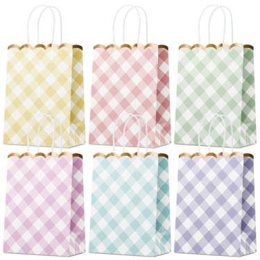 Imagem de Confettiville Sacos de presente pequenos com alças, pacote com 12 sacos de lembrancinha de festa, 15 x 8,15 x 21 cm, 6 designs em piquenique devaneio, perfeitos para aniversários, chás de bebê e