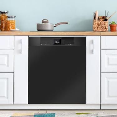 Imagem de QUGRL Capa Magnética Para Porta Frontal De Máquina De Lavar Louça Preta, Capa Decorativa Para Geladeira, Adesivo Magnético Para Painel De Máquina De Lavar, Decalque Para Utensílio De Cozinha 23 X 26