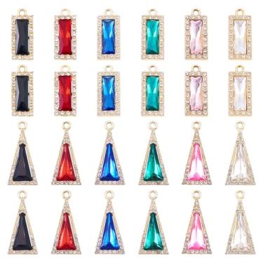 Imagem de Spritewelry Pingentes de pedra do mês de nascimento de vidro redondo pingente de gota coração folha strass pingente dourado vintage cristal facetado pingente gota de água para fazer joias pulseira