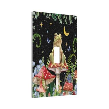 Imagem de Cogumelo Boho Lua Estrelas Estética Floral Sapo Engraçado Interruptor de Luz Única Capas Decorativas 1 Gang Placa de Parede Dispositivo Elétrico Placa Frontal para Decoração de Casa