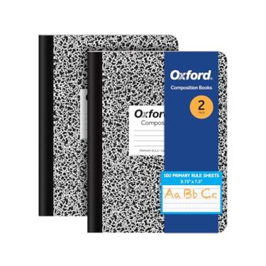 Imagem de Oxford Cadernos de composição pautados primários, 24 x 19 cm, prática de escrita para crianças, séries K-2, capas pretas, 100 folhas, pacote com 2 (1002516)