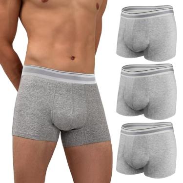 Imagem de REELINDRY Cuecas boxer masculinas laváveis para incontinência, 65 g, absorção à prova de vazamento, próstata, vazamento, pacote com 3 (3 cinza claro, 4GG)