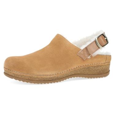 Imagem de Dansko Tamanco feminino Merrin Sling-Back Mule – Entressola de cortiça de densidade dupla/EVA e sola de borracha leve – durável e confortável em estrutura grampeada patenteada, Camurça aconchegante,