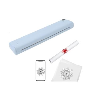 Imagem de Impressora térmica A4 Bluetooth – Mini impressora inteligente sem tinta de 200 dpi, portátil, recarregável, sem fio, para escola, escritório, adequada para iOS e Android