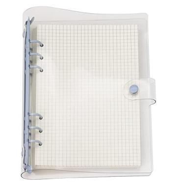 Imagem de A6 A5 6 furos colorido capa de PVC redondo anel com pasta de arquivo de fechamento de botão de pressão para protetores de folha solta refil de caderno (azul ar, mini conjunto A5)