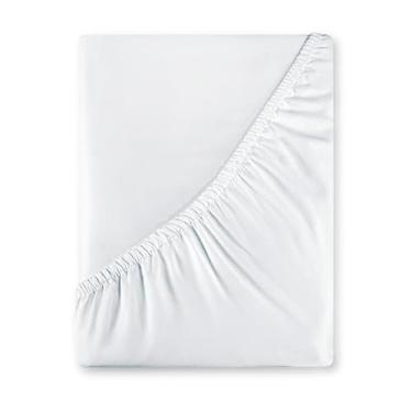 Imagem de Royale Linens Lençol King 400 fios 100% algodão cultivado nos EUA – Lençol elástico em toda a volta – Lençol de baixo de cetim luxuoso – Lençol de baixo com ajuste confortável para até 40,6 cm (king