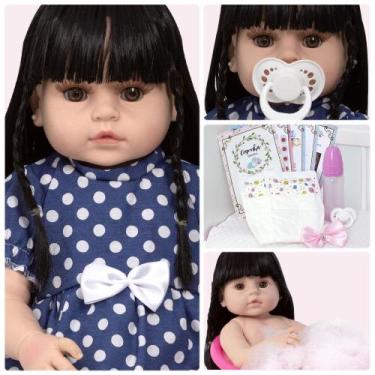 Imagem de Bebe Reborn Baby Menina Bonita Silicone + Enxoval 13 Itens - Cegonha R