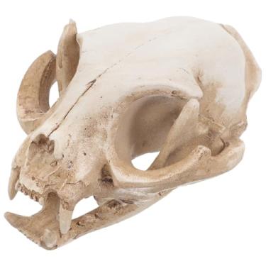 Imagem de Toyvian Modelo de Crânio do Gato da Sorte, Modelo de Esqueleto de Gato, Figura de Crânio de Gato, Aquário, Bege, 6,5 x 6,5 x 9 cm