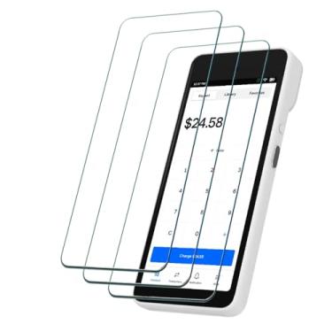 Imagem de Ranyi [Pacote com 3] para protetor de tela portátil quadrado, dureza 9H, antiarranhões, sem bolhas, película protetora de tela de vidro temperado transparente HD para máquina de cartão de crédito