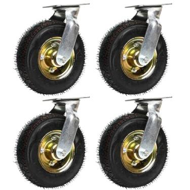 Imagem de Rodízios De Borracha Resistentes Da Substituição, Rodízio 6 8 10 Industrial, Giro 2 E 2 Fixos, Placa Superior Dobro Do Rolamento De Esferas Do Centro, Roda D, 2 Fixed+2 Swivel, 150mm/6in