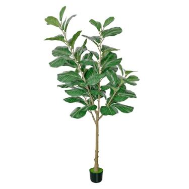 Imagem de ATRUG Figueira artificial com folha de violino, árvore falsa de 1,8 m de altura em vaso preto. Planta falsa grande para ambientes internos e externos, casa, escritório, sala de estar, decoração de