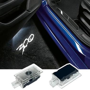 Imagem de 2 peças de luzes LED para projetor de porta de carro para Chrysler 300 300C 300S 2005-presente Ghost Shadow Light Laser Courtesy Step Lights Puddle Lamp Accessories (Branco)