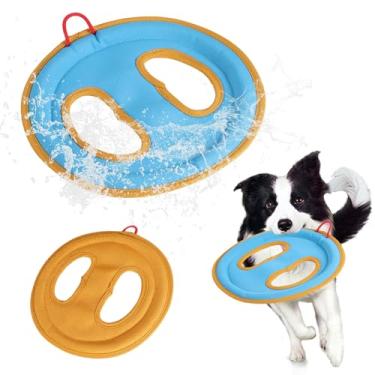 Imagem de Disco Voador Cães, 23,5cm Disco Voador Flutuante com Bordas Macias Suave para os Dentes Brinquedo Leve de Lona Busca ao ar Livre para Cães de Médio a Grande Porte