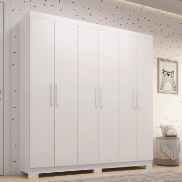 Imagem de Guarda-roupa Infantil 6 Portas 164,10cm X 188cm 100% Mdf Stellari Espresso Móveis Branco