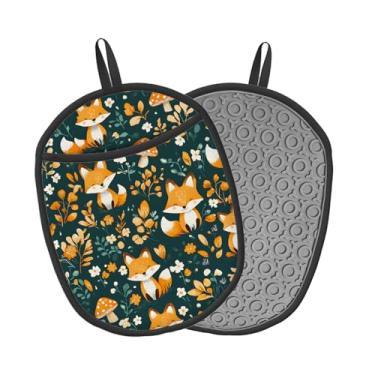 Imagem de Porta-panelas de silicone, forro de algodão, resistente ao calor até 260 °C, aderência antiderrapante, almofadas ovais de cozinha de 19 cm x 23,9 cm para forno, cozinhar (oxi, pegadores de panelas)