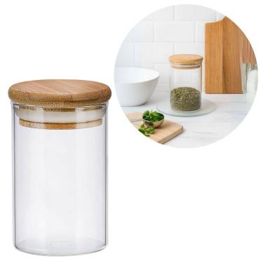 Imagem de Pote Hermético Porta Temperos Vidro Borosilicato e Tampa Bambu 110ml - Tuut