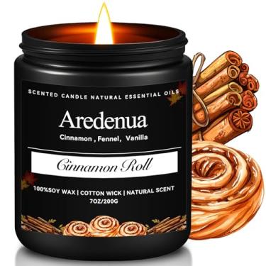 Imagem de Vela de rolo de canela | Velas de outono perfumadas para casa, vela de soja de outono de 200 ml, velas perfumadas de canela para casa - presentes de outono para mulheres e homens, aromas de outono