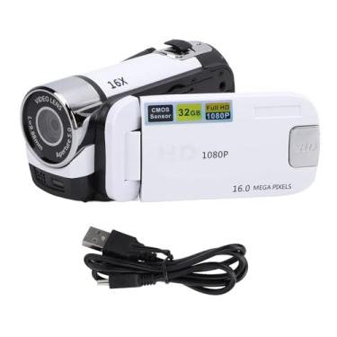 Imagem de QANYEGN Camcorders de vídeo portátil, câmera de 16MP, 1080p Anti Shake Loop Video Recording de vídeo para viagens, casamento, registros do campus (White)