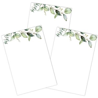 Imagem de 100 cartões de cartolina vegetal de 10 x 15 cm, cartões de vegetação brancos grossos e bonitos desenhos de folhas verdes em papel kraft brilhante com 100 envelopes para artesanato faça-você-mesmo, pintura infantil
