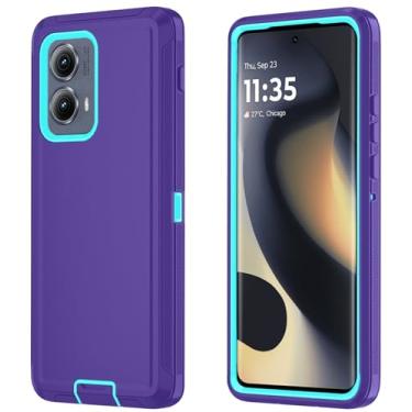 Imagem de Qinmay Capa de telefone para Motorola Moto Edge 5G 2024, capa de telefone resistente à prova de choque e à prova de quedas de 3 camadas para Motorola Moto Edge 2024 (roxa)