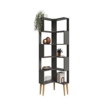 Imagem de Armário Multiuso Berlin 6 Prateleiras Grafite  RV Móveis