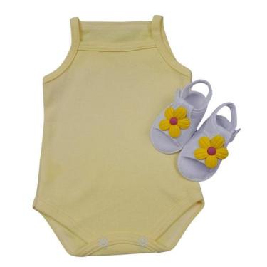 Imagem de Conjunto Sandalia Flor Com Body Alcinha Bebe Menina Roupa Verão Estamp