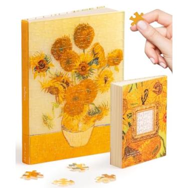 Imagem de PieceRelax Diário de quebra-cabeça para adultos - Van Gogh - Girassóis capa de livro exclusiva A5 presente e decoração de casa com arte de quebra-cabeça de plástico para caderno [YA1064]