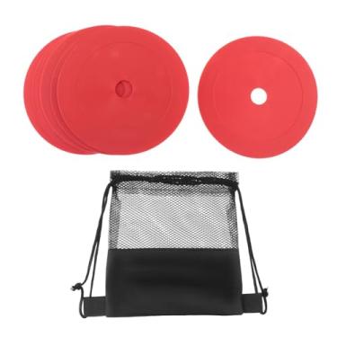 Imagem de IEUDNS 10 peças marcadores cones planos pontos de piso placas de borracha antiderrapante marcadores de pontos de assento para futebol futebol basquete, Vermelho