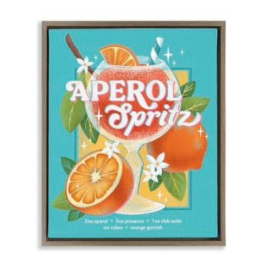 Imagem de Stupell Industries Refrescante Retro Aperol & Recipe Brown Framed Floater Canvas Wall Art Design por Courtney Morgenstern, 21 x 17