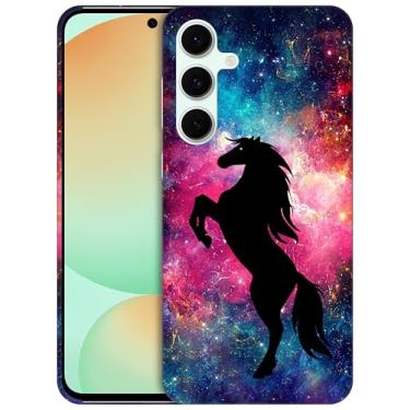 Imagem de GlamCase - Capa de PC estampada com cavalo galáxia estrelas para S24FE branca