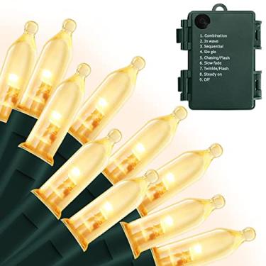 Imagem de Zaffaella Luzes de Natal operadas por bateria, 10 metros, 100 LED, mini cordão de luz com 8 modos de temporizador automático, luzes de árvore à prova d'água para decoração de jardim, guirlanda de