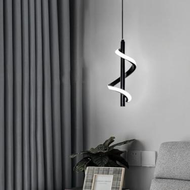 Imagem de Luminária de Teto Pendente LED Moderna 3 Cores Lustre Espiral Plafon para Sala, Quarto, Cozinha e Corredor – Design Criativo e Durável(Preto (A1))