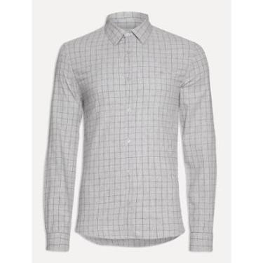Imagem de Camisa Calvin Klein Masculina Slim Heather Plaid Xadrez Cinza Mescla-Masculino