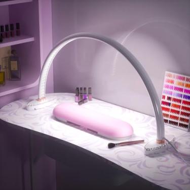 Imagem de Lâmpada de mesa grande de meia lua, luz de arco de 61 cm para tecnologia de unhas, brilho ajustável, adequada para salão de beleza de unhas, salão de escultura e HomeLighti