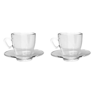 Imagem de Kit 2 Xícaras Transparente Chá 220mL C/ Pires Mesa Posta - TODO DIA