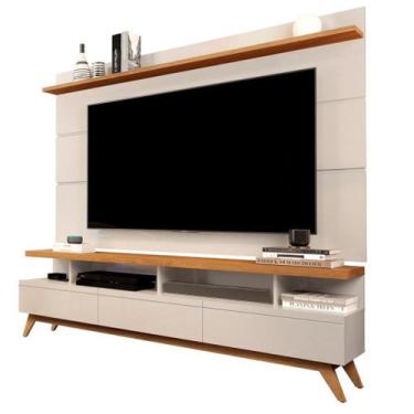 Imagem de CONJUNTO DE RACK + PAINEL VIV. COR OFF WHITE / NATURE 1.80m PARA TV AT