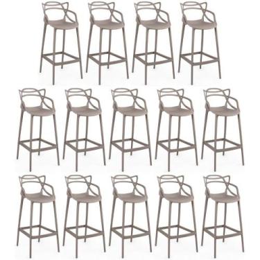 Imagem de Kit 14 Banquetas Allegra com Encosto Design Cozinha/Bancada - Fendi - 