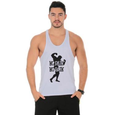 Imagem de Camiseta Regata Cavada Masculino Academia Treino No Pain No Gain - DUM