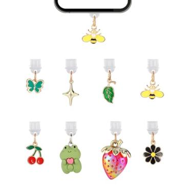 Imagem de 8un Protetores Pó para Kindle, 8 Estilos Pingentes Premium Sapo Morango e Cereja Tipo C Protetores Antipoeira Adequados para Kindle Portas Carregamento