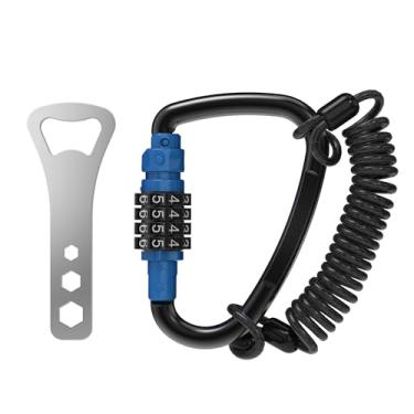 Imagem de UP Security Anel D de cadeado combinado com cabo retrátil, cadeado combo de 3 dígitos para capacete seguro, mochila, bagagem, anti-roubo, carrinho, scooter, armário de academia, cerca, viagem, uso ao