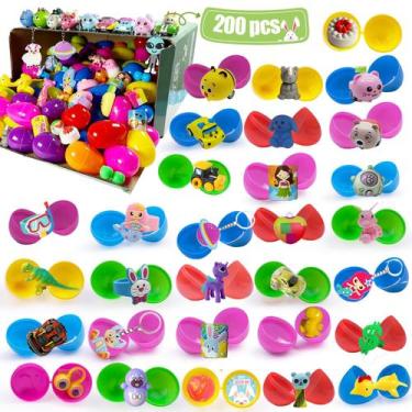 Imagem de Ovos de Páscoa pré-cheios SQZUWIT 200 unidades com brinquedos e adesiv