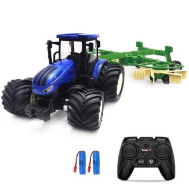 Imagem de Trator agrícola Toy RC Truck com controle remoto com 2 baterias para c