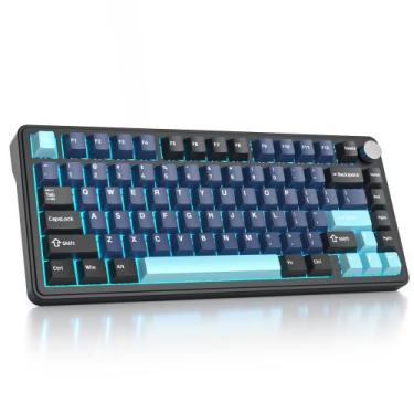 Imagem de Teclado mecânico sem fio para jogos surmen M75 75% cremoso