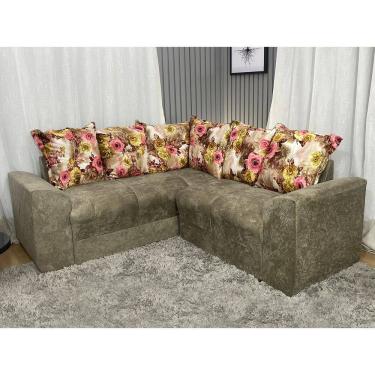 Imagem de Sofá Canto Marrom Cappuccino com Floral 630/66 Belo